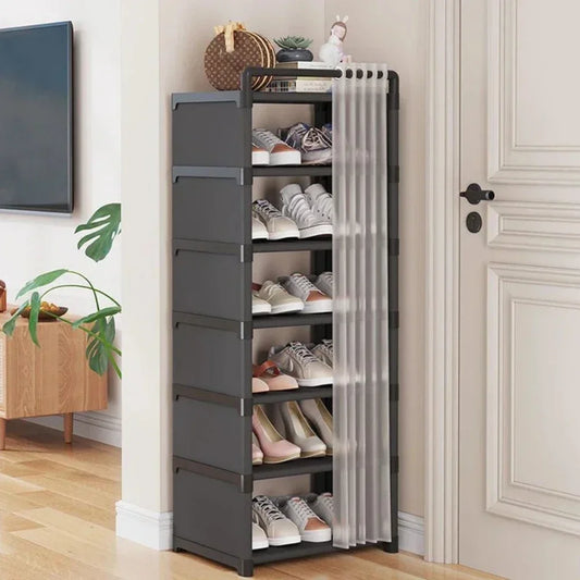 Étagère à chaussures multicouche, anti-poussière et de grande capacité.