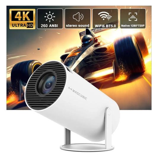 Projecteur Magcubic HY300 PRO 4K Android 11, double Wifi6, 260 ANSI, Bluetooth 5.0, résolution 1080P, pour home cinéma extérieur.